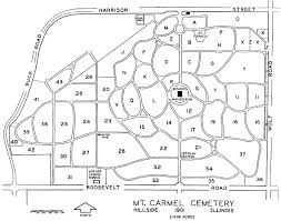 Cemetery Map of Mount Carmel Catholic Cemetery in Hillside, Illinois