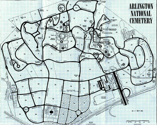 Cemetery map of Arlington National Cemetery in Washington D.C.