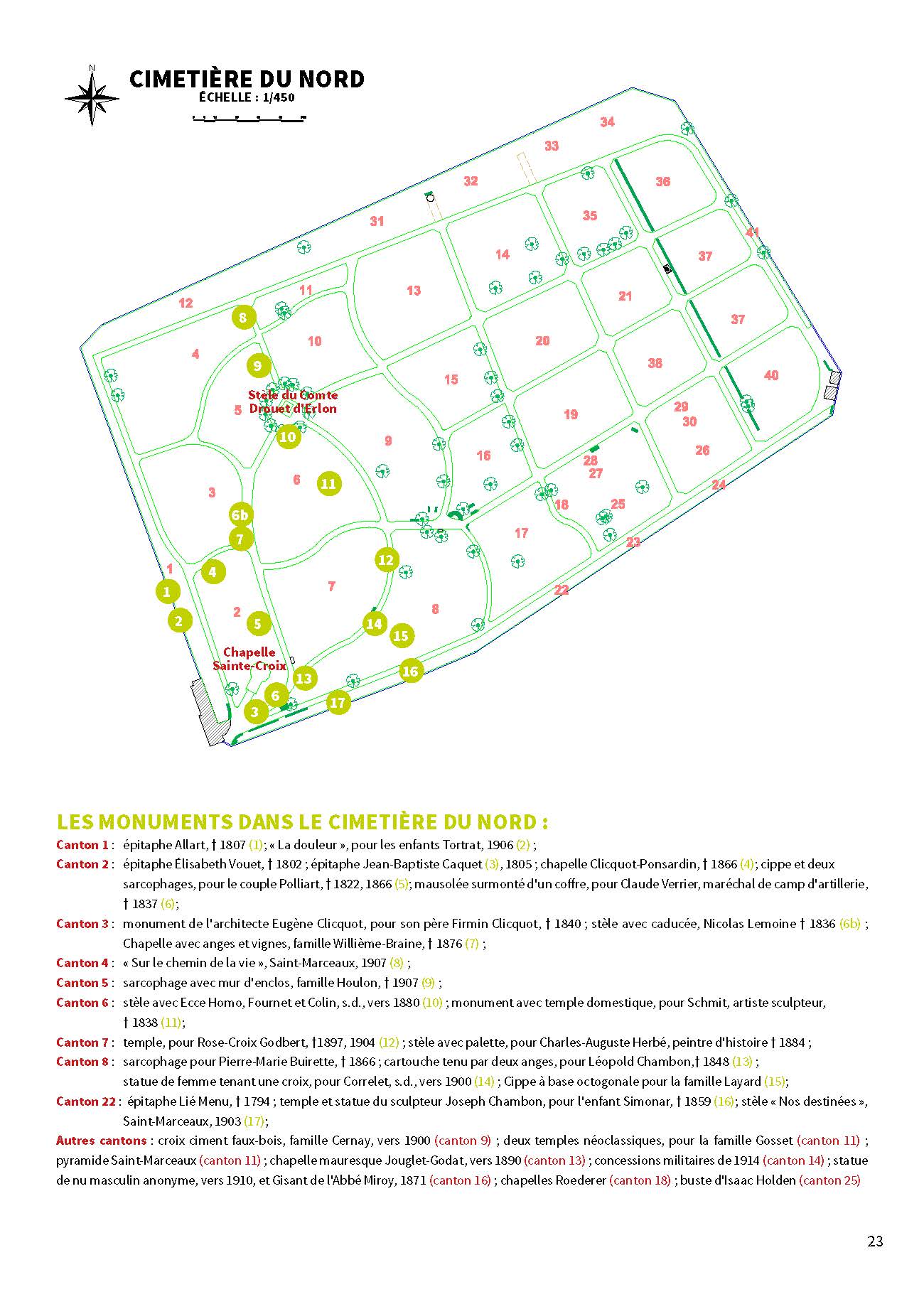 Cemetery map of Cimetiere du Nord in Reims, France.