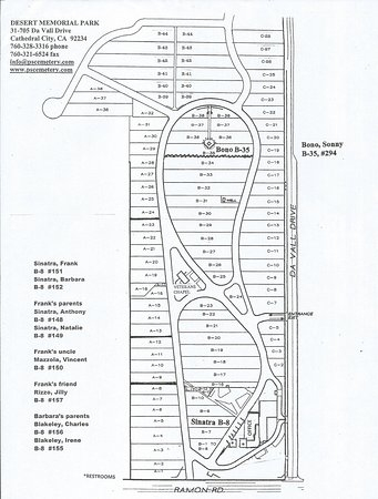 Cemetery Map of Desert Memorial Park in Cathedral City, California.