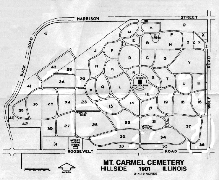 Map of Mount Carmel Catholic Cemetery