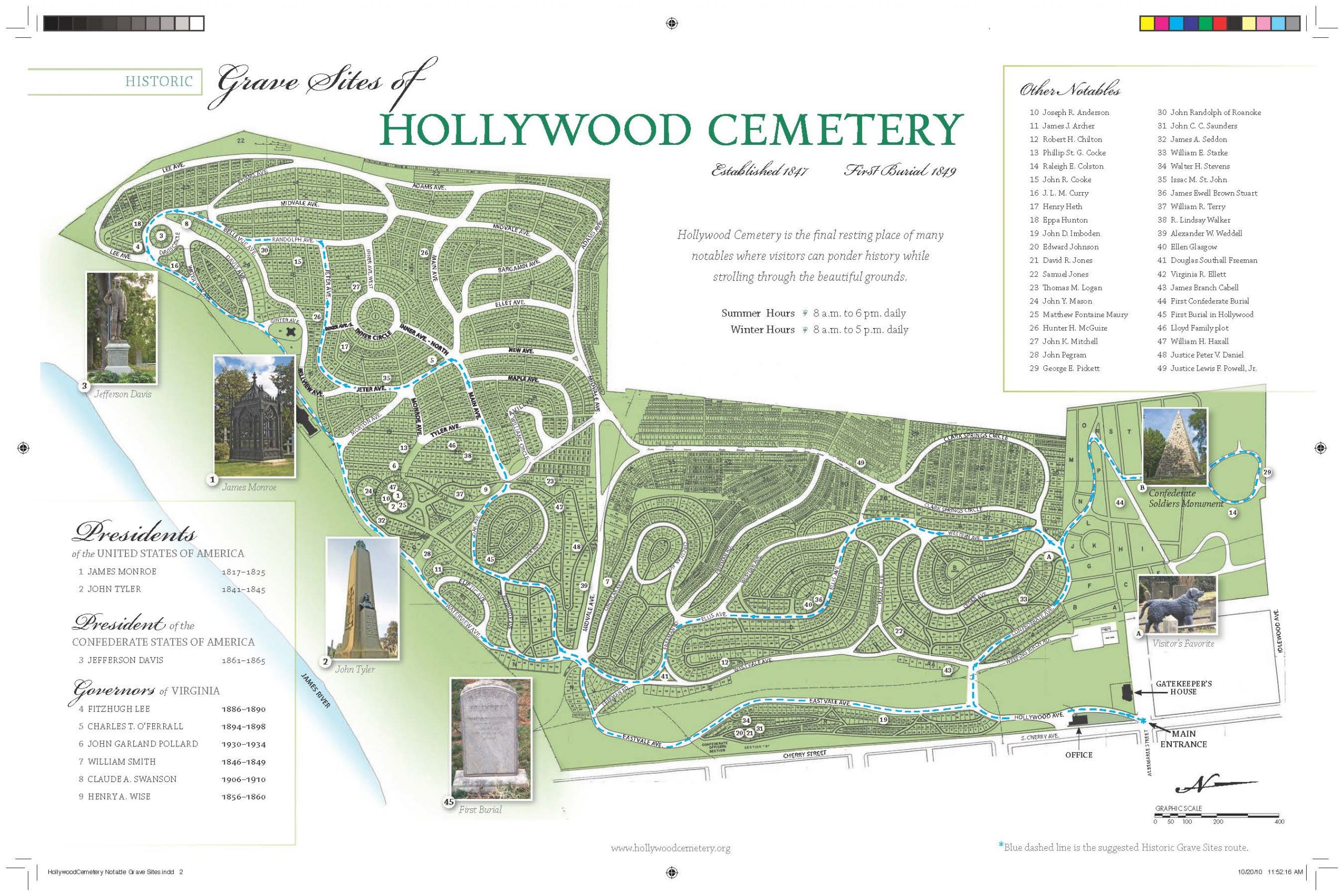 Map of Hollywood Cemetery in Richmond Virginia