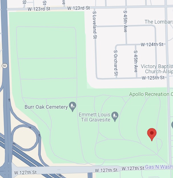 Map of Burr Oak Cemetery in Alsip, Illinois