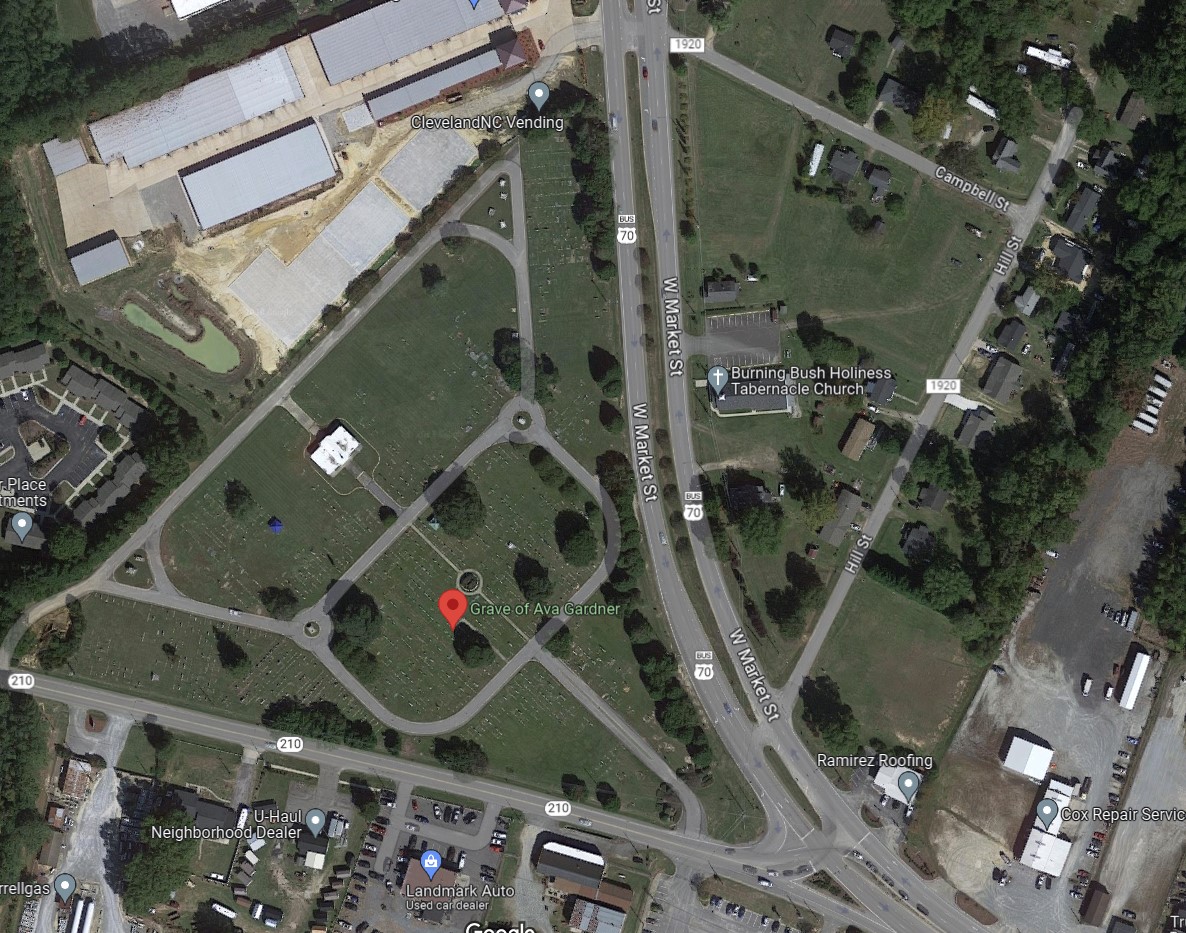 Map of Sunset Memorial Park in Smithfield, North Carolina
