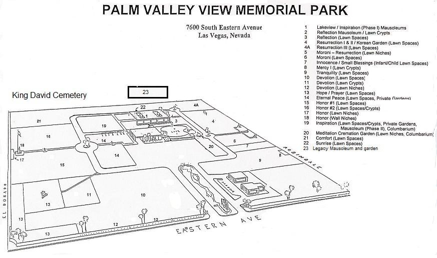 Map of Palm Memorial Park in Las Vegas, Nevada.