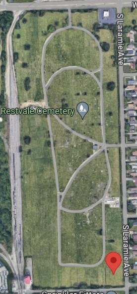 Map of Restvale Cemetery in Alsip, Illinois