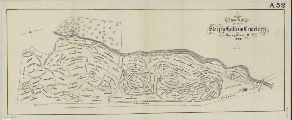 Map of Sleepy Hollow Cemetery in Sleepy Hollow, New York